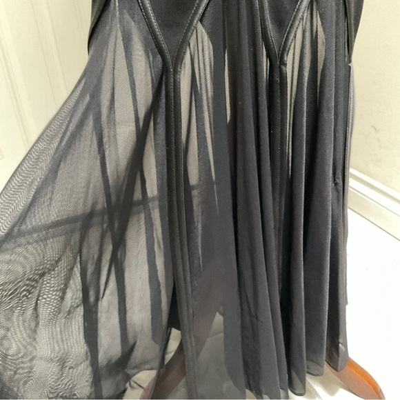 Tadashi Black Sheer Mesh Jersey Maxi Dress Size PM - Picture 5 of 10